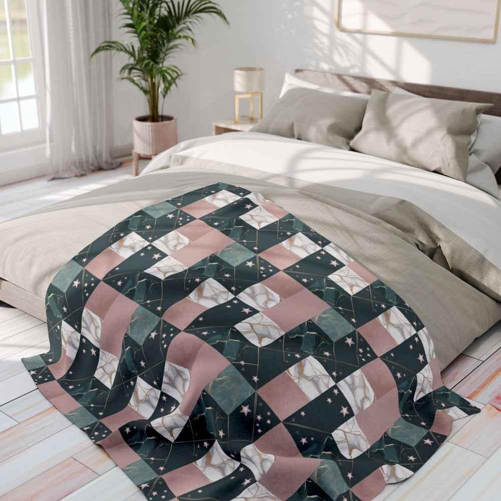 Cozy Arctic Fleece Blanket with Unique Patchwork Design, Soft Throw, Home Decor, Gift for Winter, Cozy Night In, Birthday Present