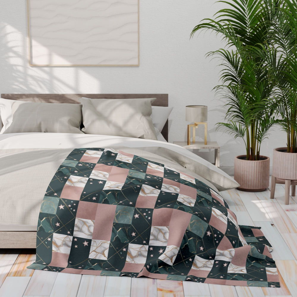 Cozy Arctic Fleece Blanket with Unique Patchwork Design, Soft Throw, Home Decor, Gift for Winter, Cozy Night In, Birthday Present