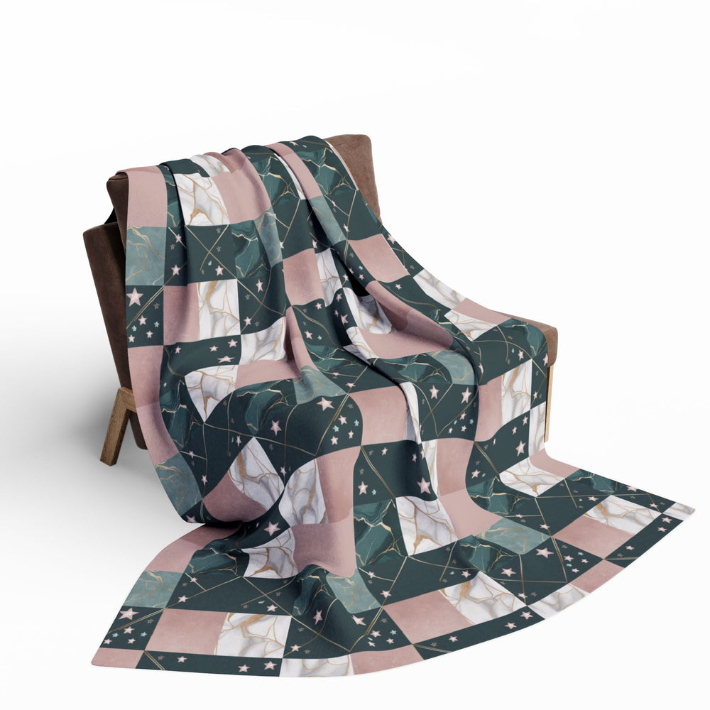 Cozy Arctic Fleece Blanket with Unique Patchwork Design, Soft Throw, Home Decor, Gift for Winter, Cozy Night In, Birthday Present