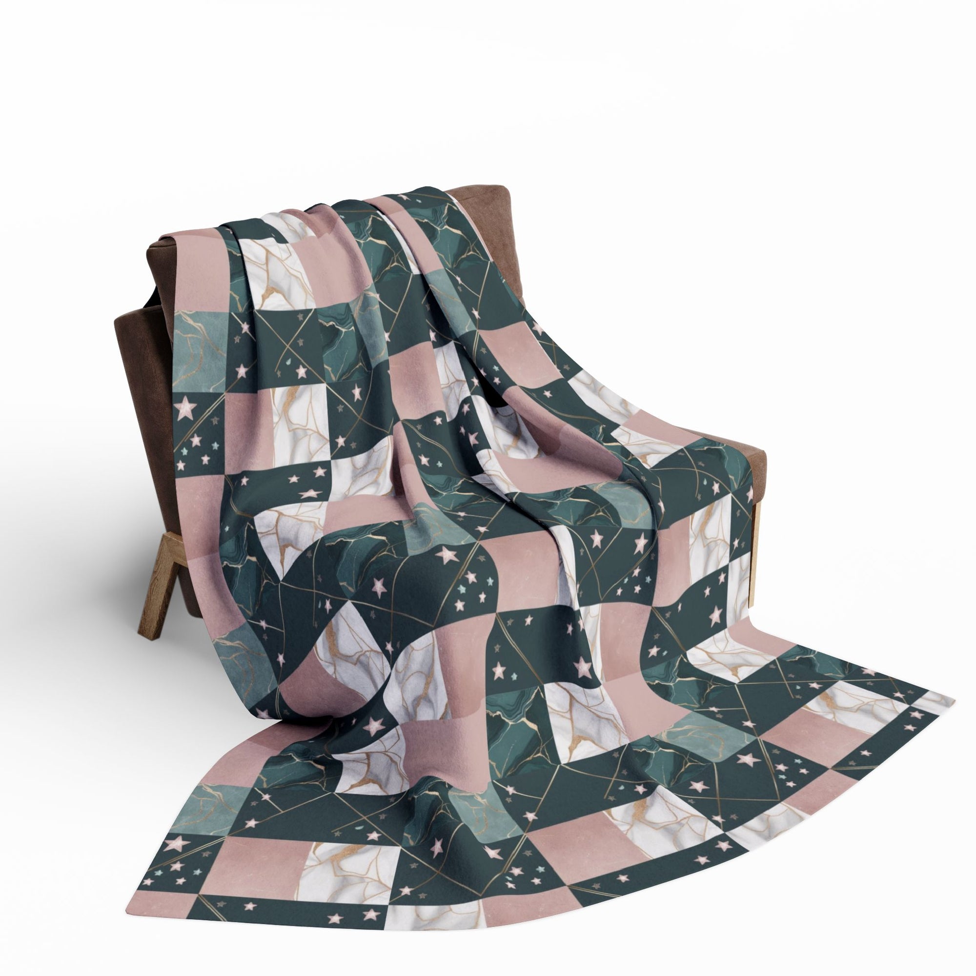 Cozy Arctic Fleece Blanket with Unique Patchwork Design, Soft Throw, Home Decor, Gift for Winter, Cozy Night In, Birthday Present