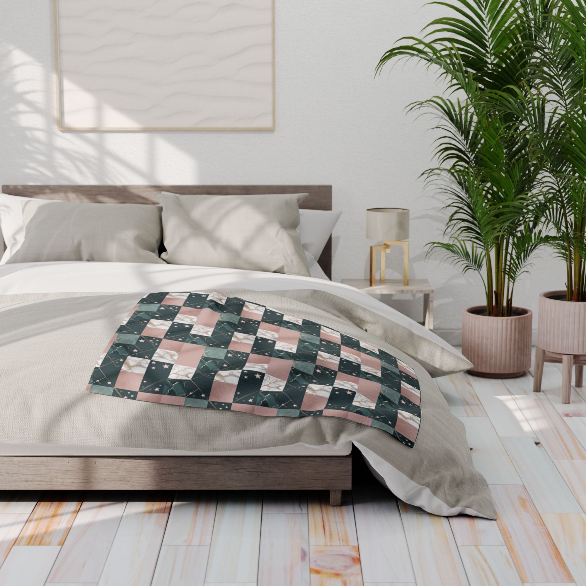 Cozy Arctic Fleece Blanket with Unique Patchwork Design, Soft Throw, Home Decor, Gift for Winter, Cozy Night In, Birthday Present