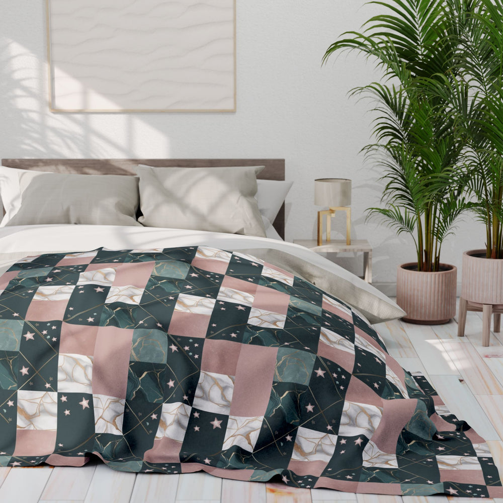 Cozy Arctic Fleece Blanket with Unique Patchwork Design, Soft Throw, Home Decor, Gift for Winter, Cozy Night In, Birthday Present