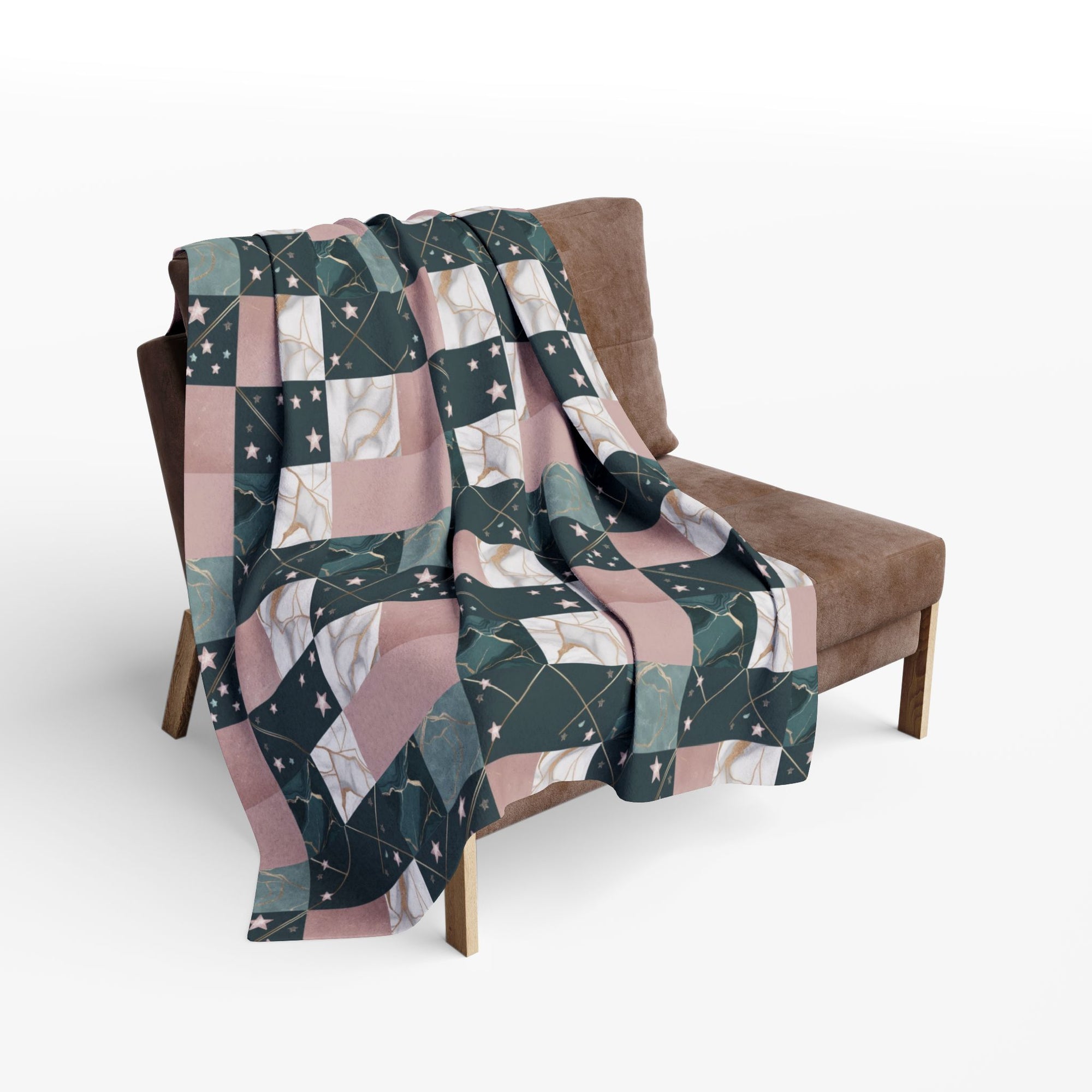 Cozy Arctic Fleece Blanket with Unique Patchwork Design, Soft Throw, Home Decor, Gift for Winter, Cozy Night In, Birthday Present