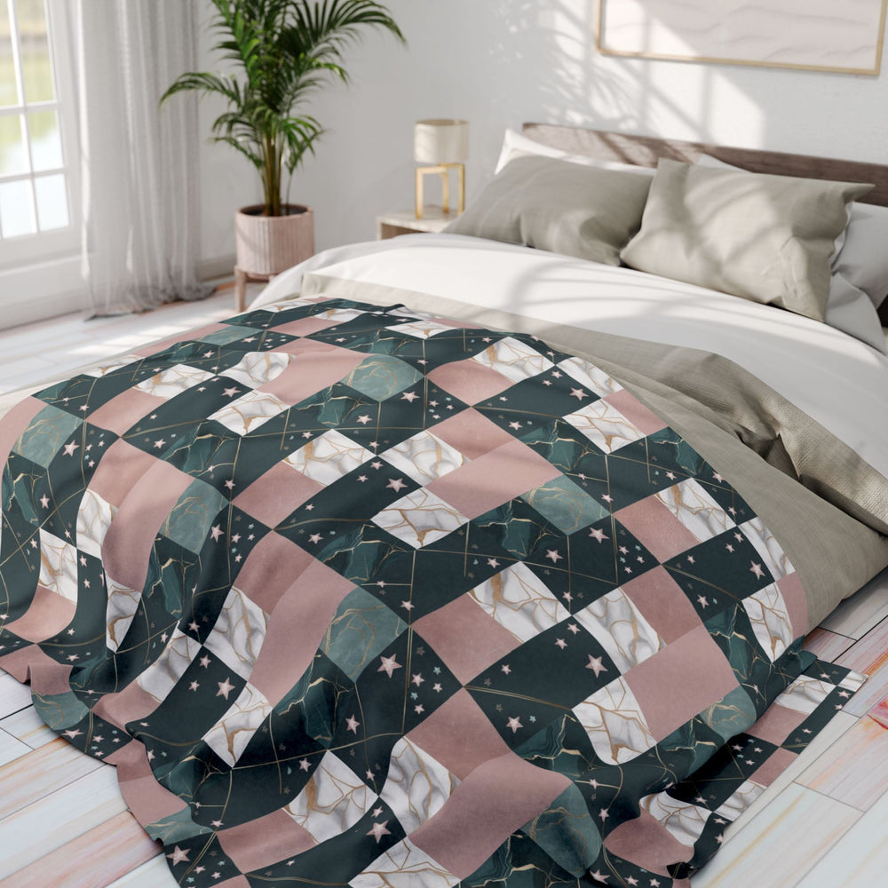 Cozy Arctic Fleece Blanket with Unique Patchwork Design, Soft Throw, Home Decor, Gift for Winter, Cozy Night In, Birthday Present